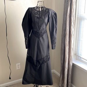 Lace puff sleeve black dress!